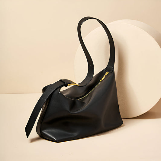 Monica Soft Leather Shoulder Bag – Slouchy Luxe in Black Leather