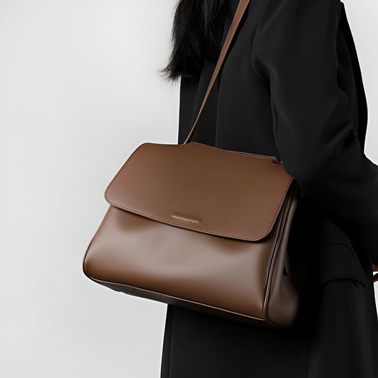 Aurora Leather Crossbody Bag – Women's Minimalist Shoulder Bag in Brown