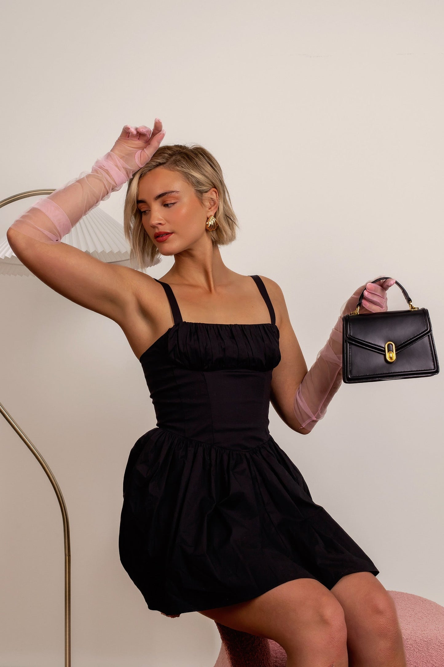Aurora Mini Luxe Leather Handbag – Women's Elegant Top Handle Bag with Gold Hardware (UK)
