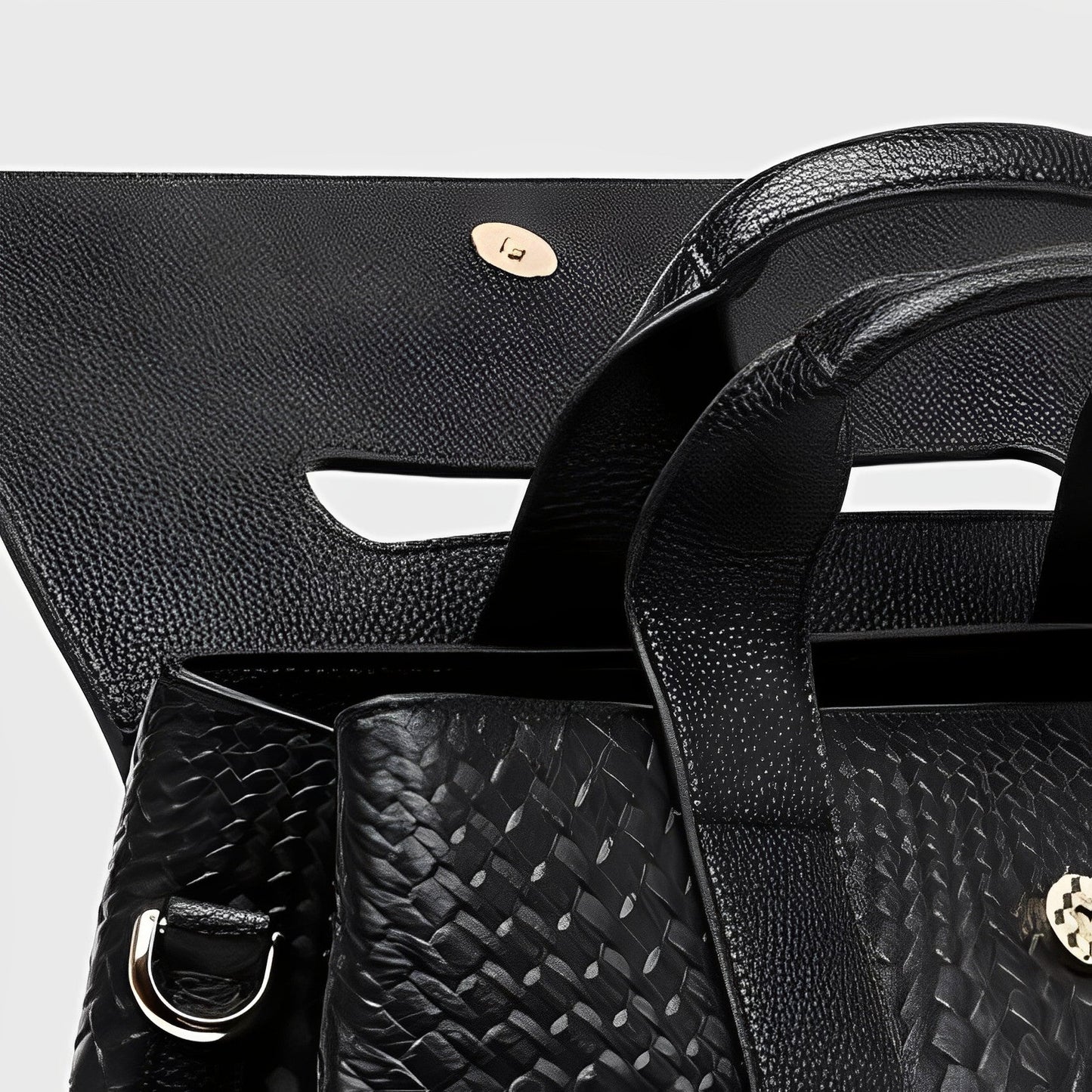 Lyla Luxury Black Woven Leather Tote Bag for Women