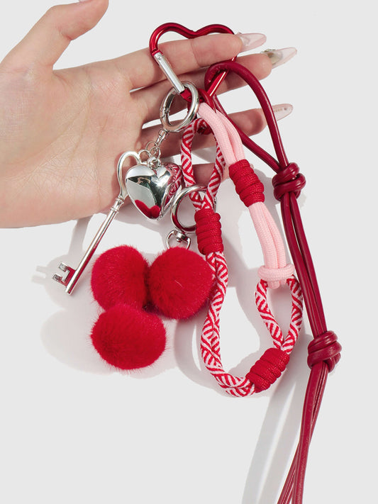 Quelara | Red Cherry Heart Key Charm – Playful, Romantic & Stylish