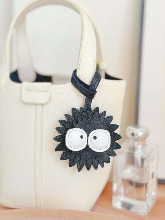 Thaloria | Spiky Black Leather Bag Charm – Playful, Edgy & Unique