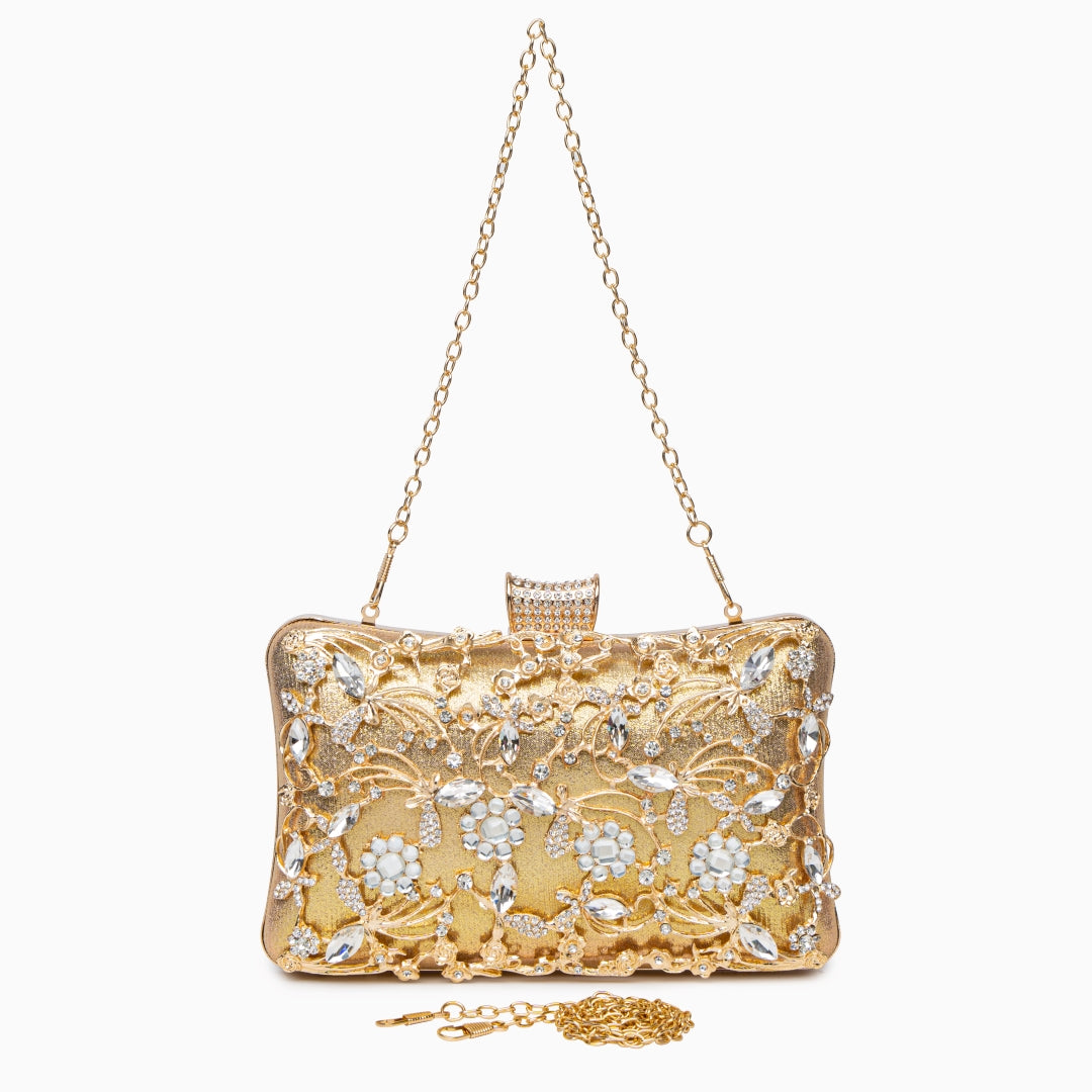 Lunara | Ornate Floral Crystal Clutch – Luxurious & Elegant Design