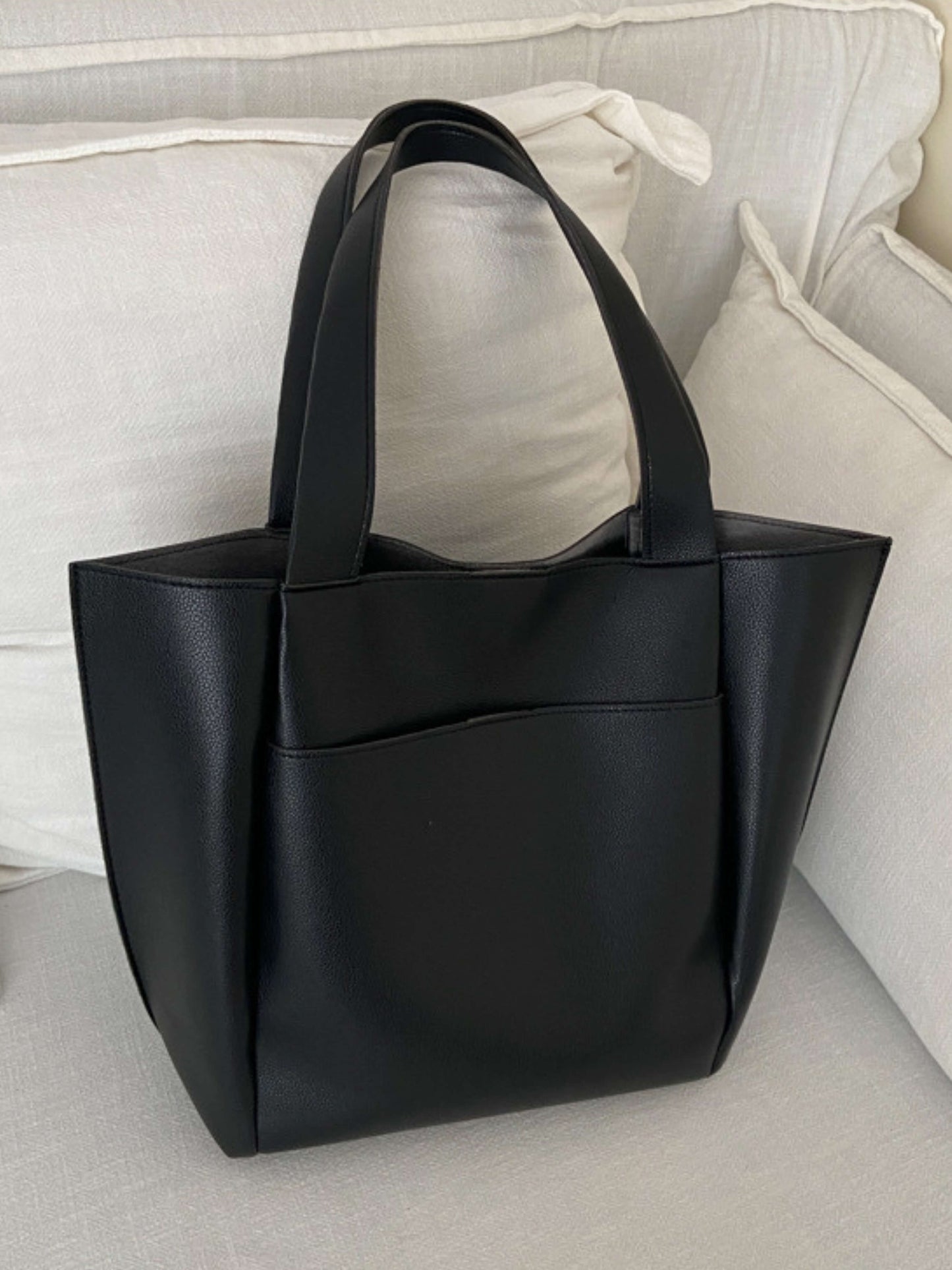 Lilly™ Structured Vegan Leather Tote – Simple, Sleek & Spacious