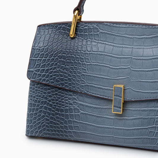 Monaco Croc-Embossed Top Handle Bag – Luxury Structured Satchel for Women