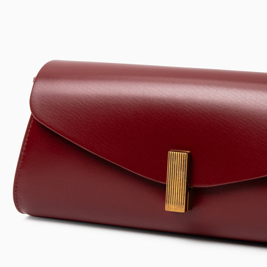 Eden Burgundy Leather Clutch Purse – Elegant Envelope Evening Bag