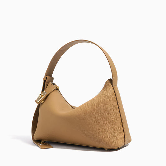 Delia Taupe Geometric Leather Shoulder Bag – Designer Handbag for Women