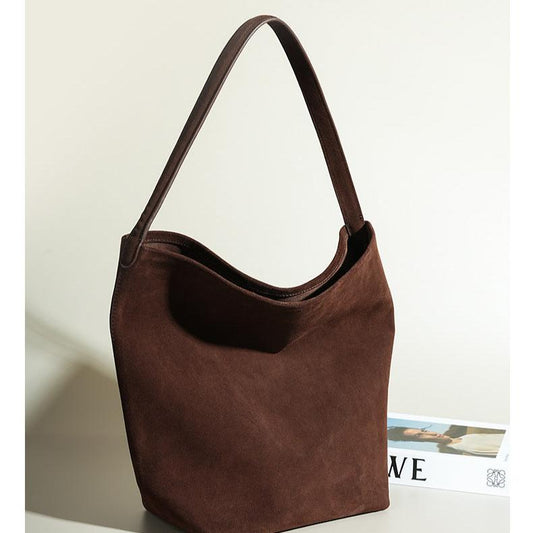 Senna Minimalist Suede Tote Bag – Large Shoulder Bag