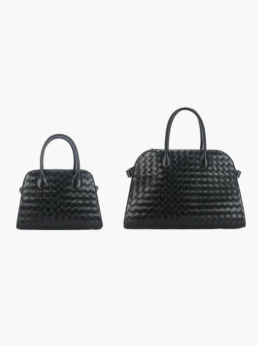 Valentina | Black Woven Leather Handbag – Classic & Sophisticated