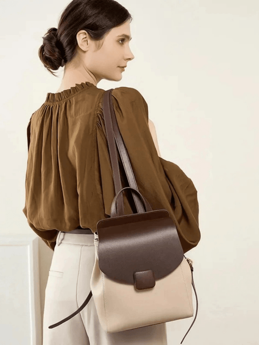 Velindra | Two-Tone Leather Backpack – Minimalist Elegance