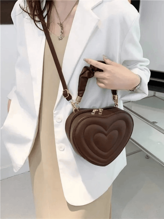 Amour | Brown Heart-Shaped Leather Bag – Playful & Chic