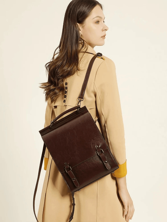 Estelle | Vintage Brown Leather Backpack – Classic Sophistication