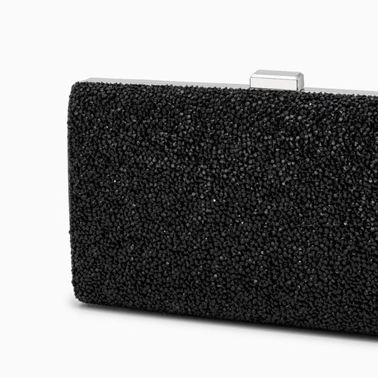 Ziranya | Black Beaded Evening Clutch – Sleek Sophistication