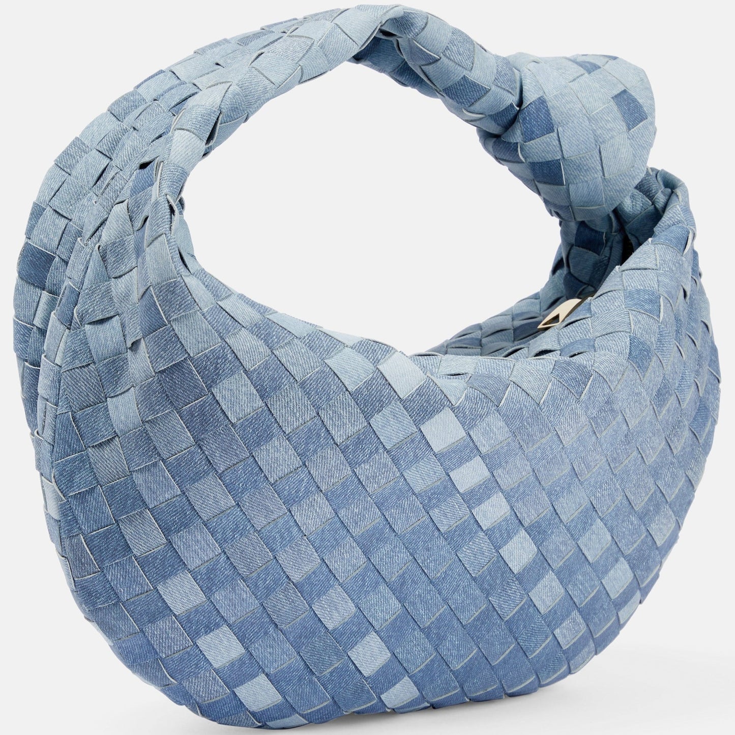 Aurora Woven Lamb Leather Hobo Bag – Light Blue Handmade in Italy