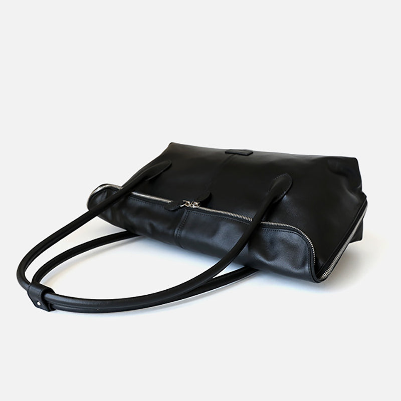 Lai | Brown Leather Zip Tote Bag – Sleek & Functional