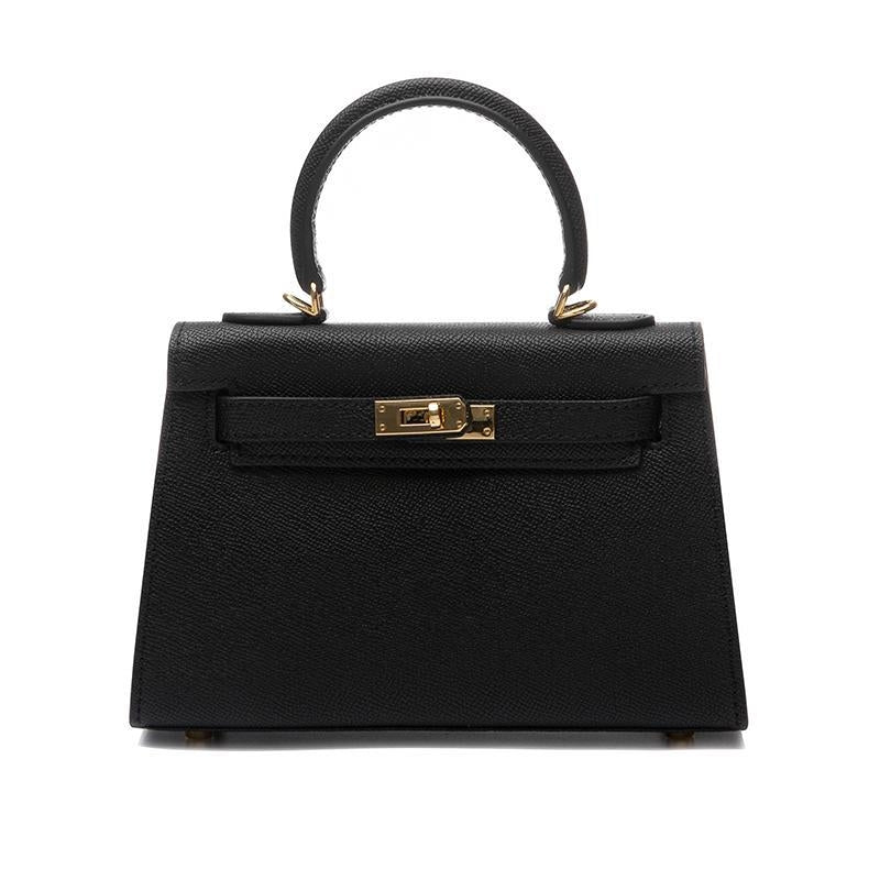 Galatea | Elegant Black Leather Handbag – Classic Luxury & Functionality
