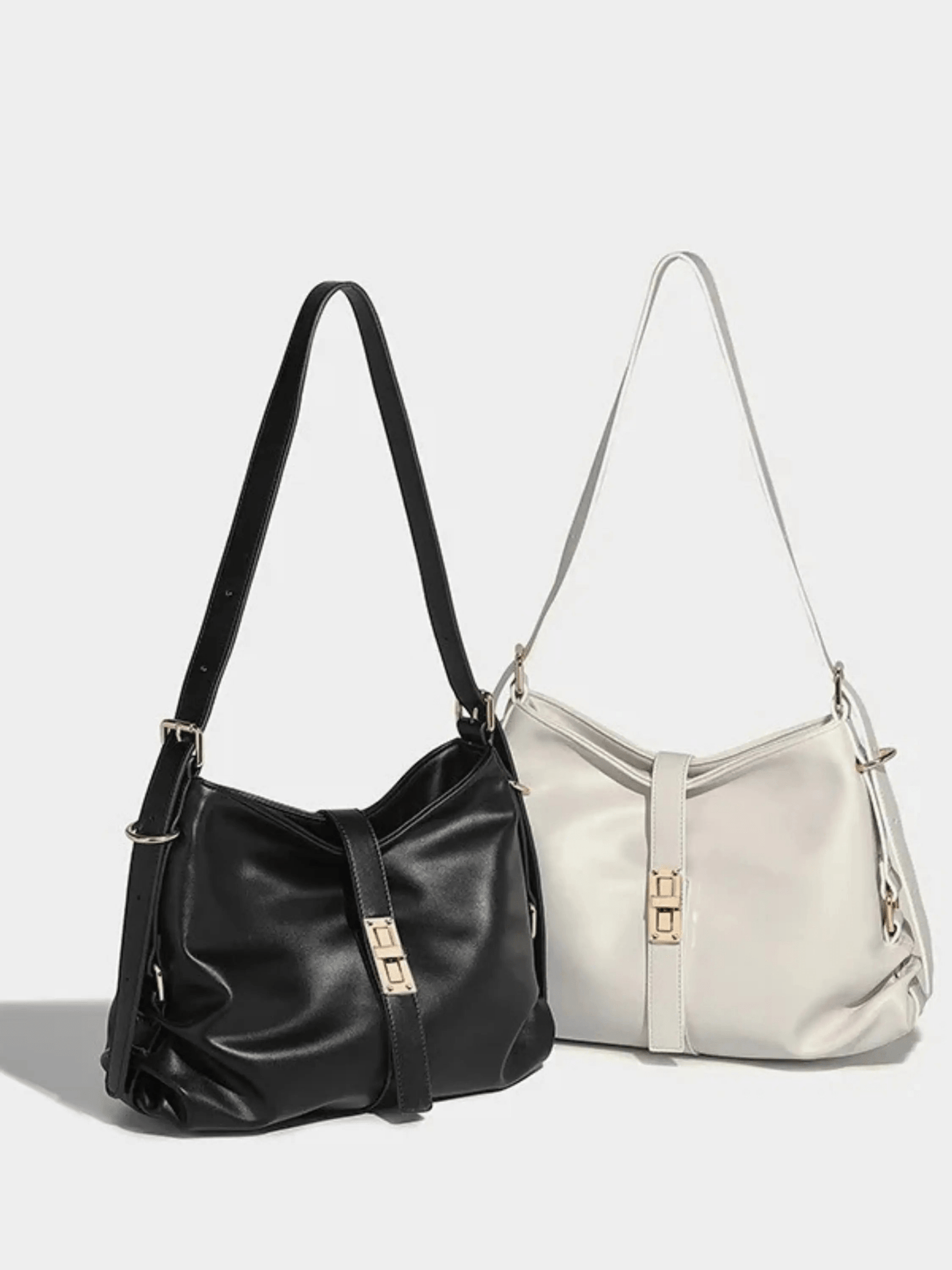 Velithra | Luxe Black Leather Shoulder Bag – Elegant & Versatile