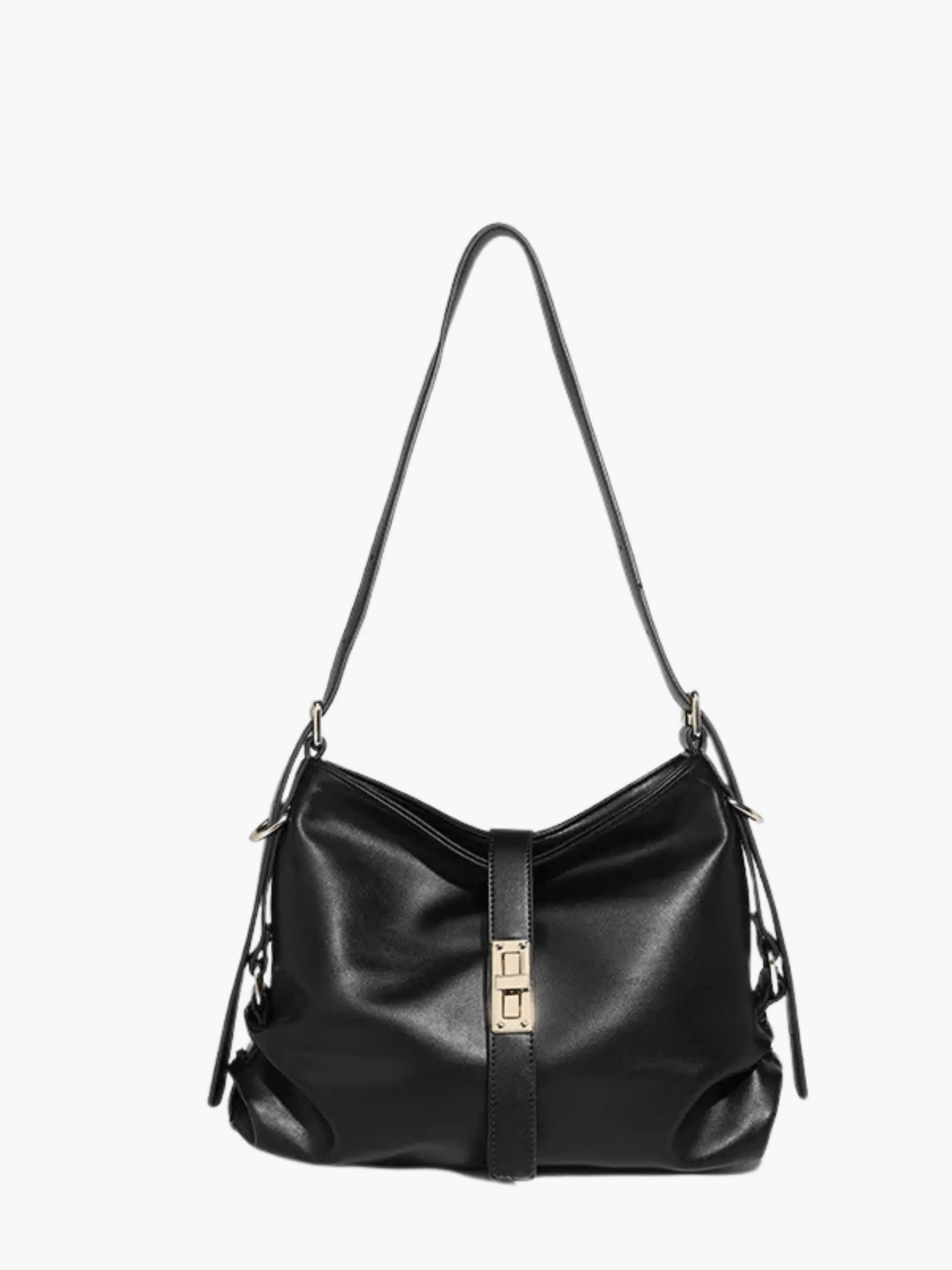 Velithra | Luxe Black Leather Shoulder Bag – Elegant & Versatile