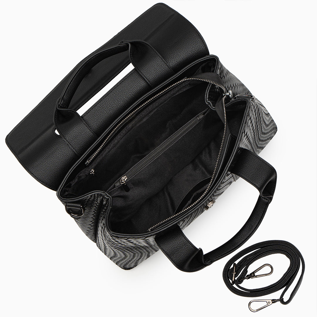 Lyla Luxury Black Woven Leather Tote Bag for Women