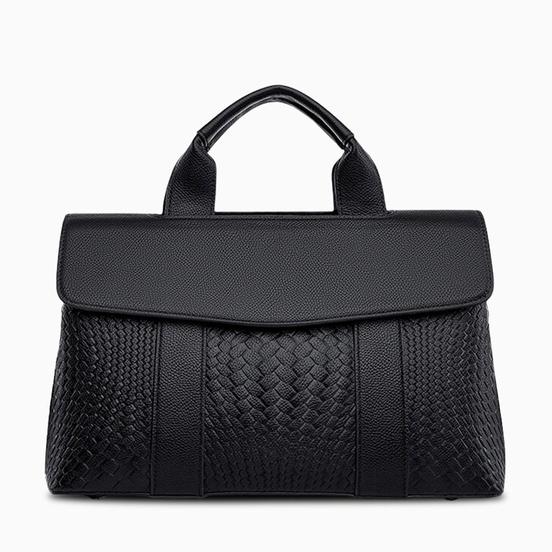 Lyla Luxury Black Woven Leather Tote Bag for Women