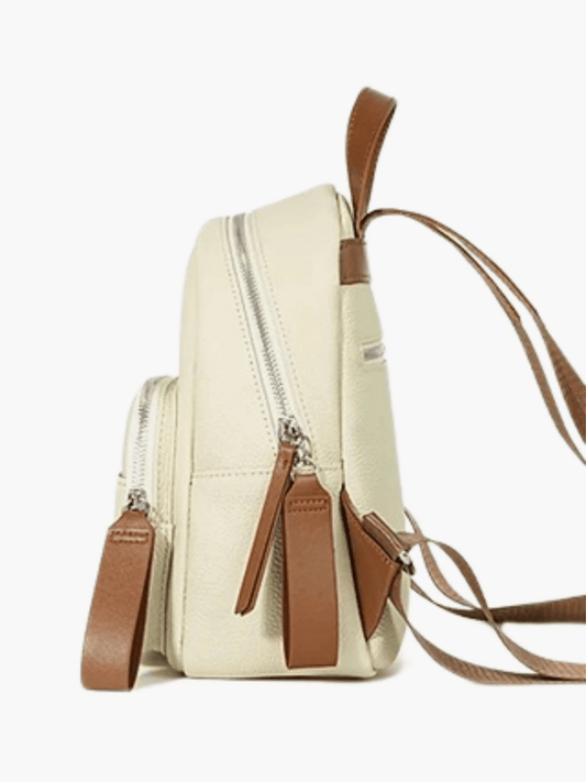 Elara | Cream Leather Mini Backpack – Chic & Compact