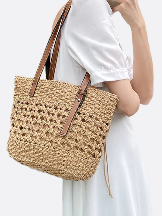 Marina Woven Rope Tote – Open-Weave Straw Bag