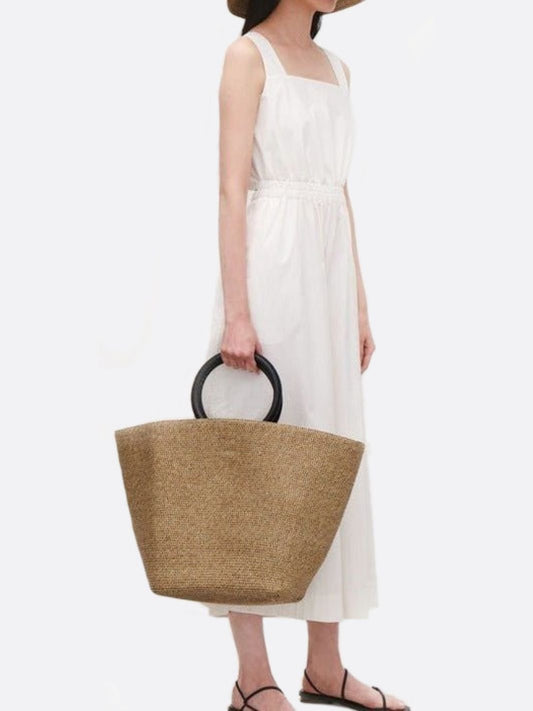 Noa Minimalist Straw Tote – Structured Woven Bag