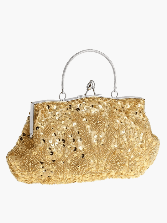 Celeste | Vintage Gold Beaded Evening Clutch – Timeless Elegance