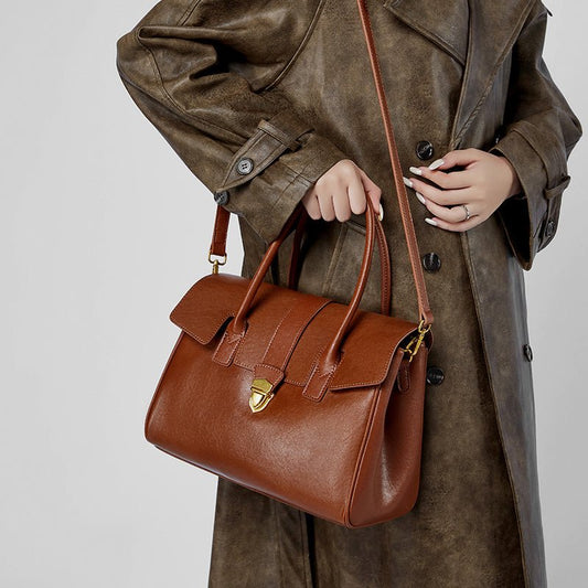 Isabella | Brown Classic Leather Satchel – Timeless & Versatile