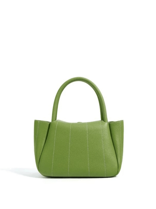 Tessoria | Green Pebbled Leather Tote – Bold & Elegant