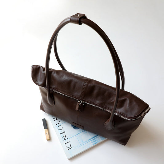 Lai | Brown Leather Zip Tote Bag – Sleek & Functional