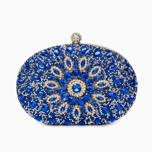 Celeste | Blue Crystal Sunburst Evening Clutch – Royal Radiance