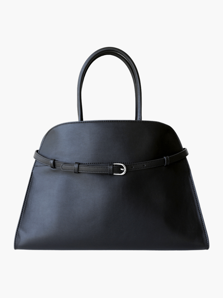Corine | Black Buckle Leather Handbag – Sophisticated & Timeless
