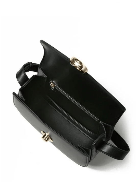 Victoria | Black Leather Saddle Bag – Classic & Chic