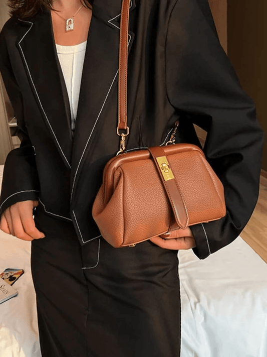 Cleo | Brown Leather Structured Handbag – Chic & Timeless