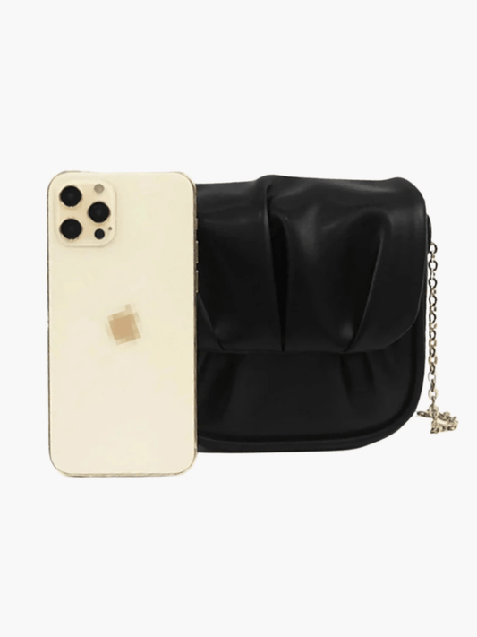 Lioren | Black Soft Pleated Chain Bag – Effortlessly Chic