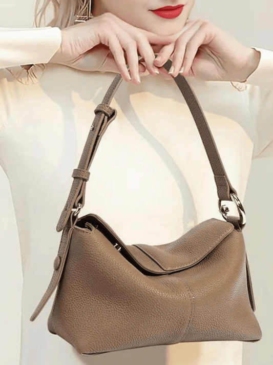 Sophie | Luxe Taupe Leather Shoulder Bag – Effortless & Chic