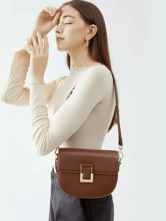Adele | Classic Brown Leather Crossbody – Timeless Sophistication