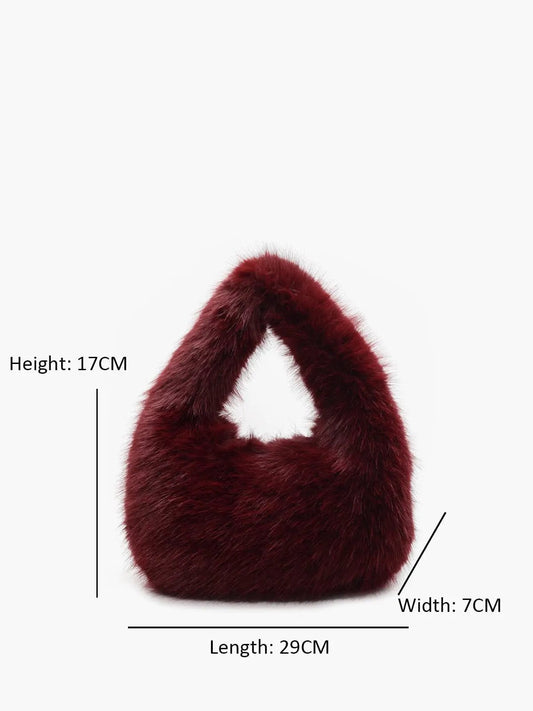 Vienna | Burgundy Faux Fur Hobo Bag – Cozy & Luxe