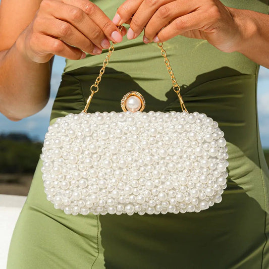 Estelle | Pearl Embellished Evening Clutch – Timeless Grace