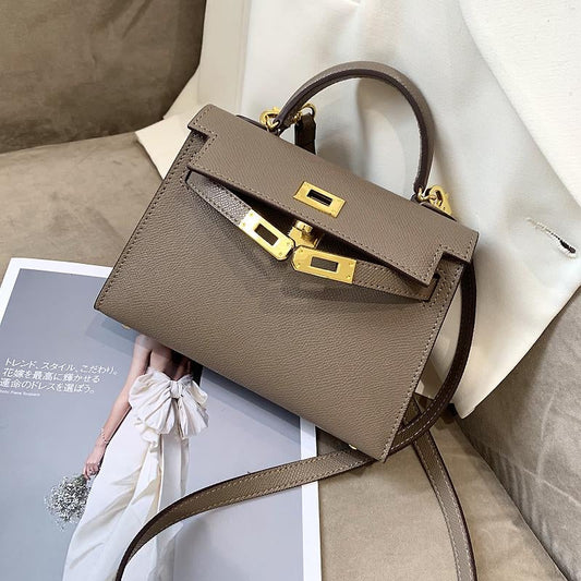 Estelle | Taupe Structured Handbag – Chic & Luxurious