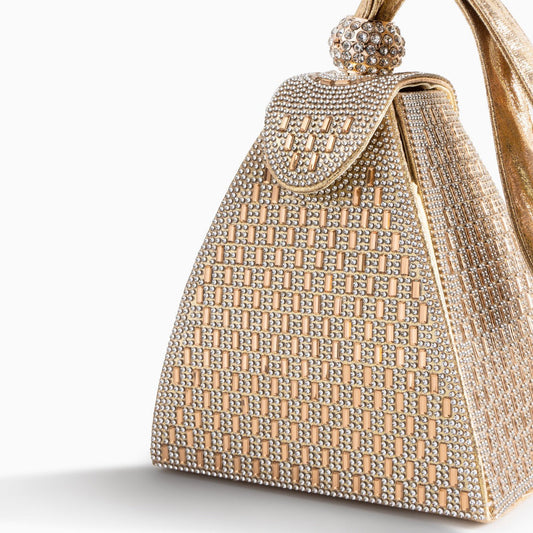 Isabella | Royal Pyramid Clutch – A Golden Statement of Elegance