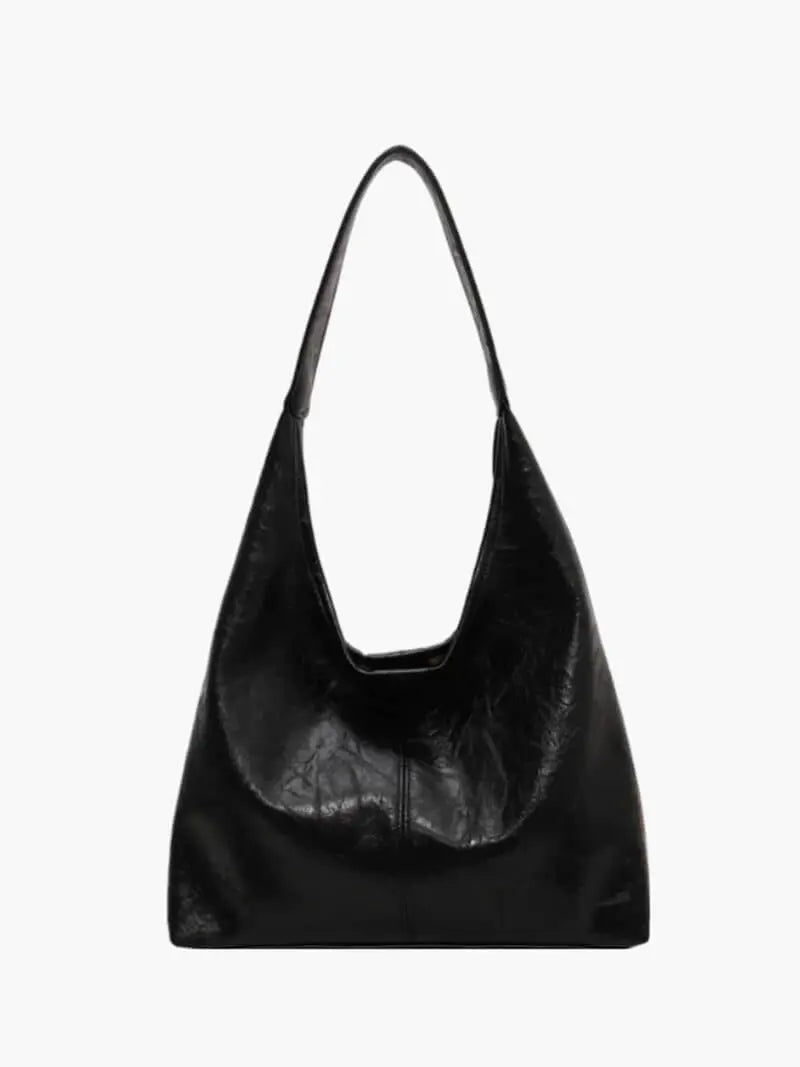 Ravellea | Luxe Black Leather Hobo Bag – Minimal & Chic