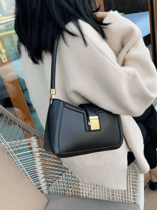 Valencia | Black Luxe Leather Shoulder Bag – Bold & Sophisticated