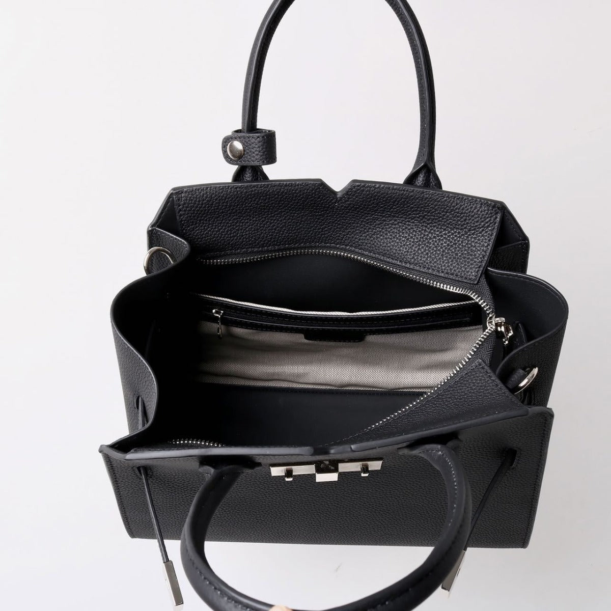 Natalie | Taupe Leather Satchel Bag – Elegant & Timeless
