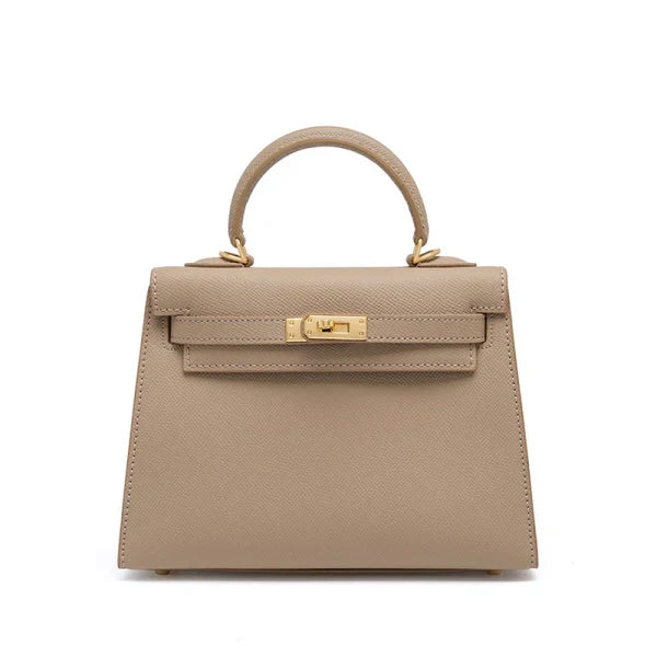 Cindy Leather Top Handle Satchel Bag – Classic Flap Crossbody Handbag for Women