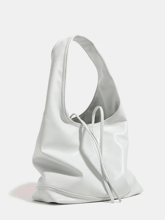 Zarevia | Luxe White Leather Knot Bag – Minimal & Elegant