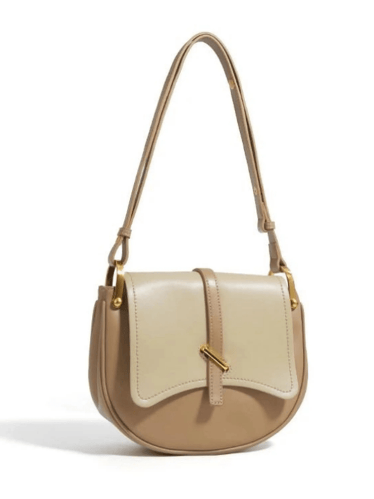 Amelie | Luxe Two-Tone Leather Saddle Bag – Classic & Chic