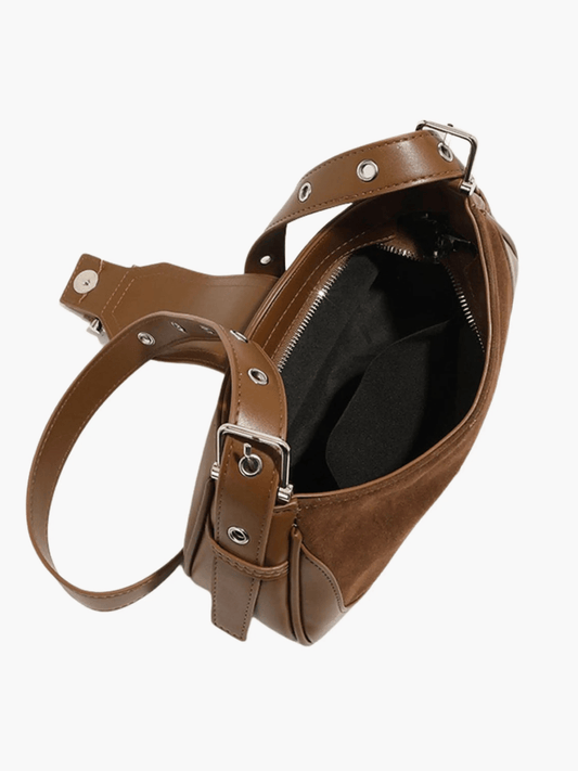 Juliette | Luxe Brown Suede Shoulder Bag – Vintage & Sophisticated