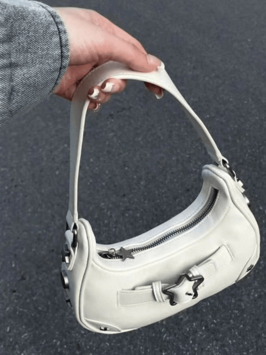 Sylvienne | Luxe White Star-Embellished Shoulder Bag – Playful & Chic